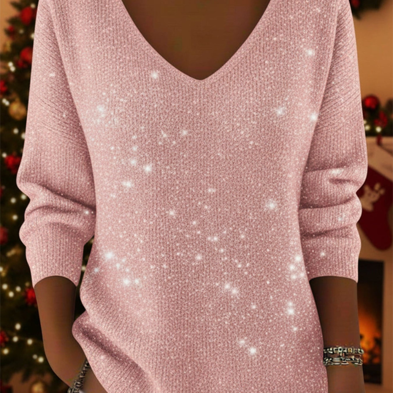 Fia™- Glitrende genser med V-hals